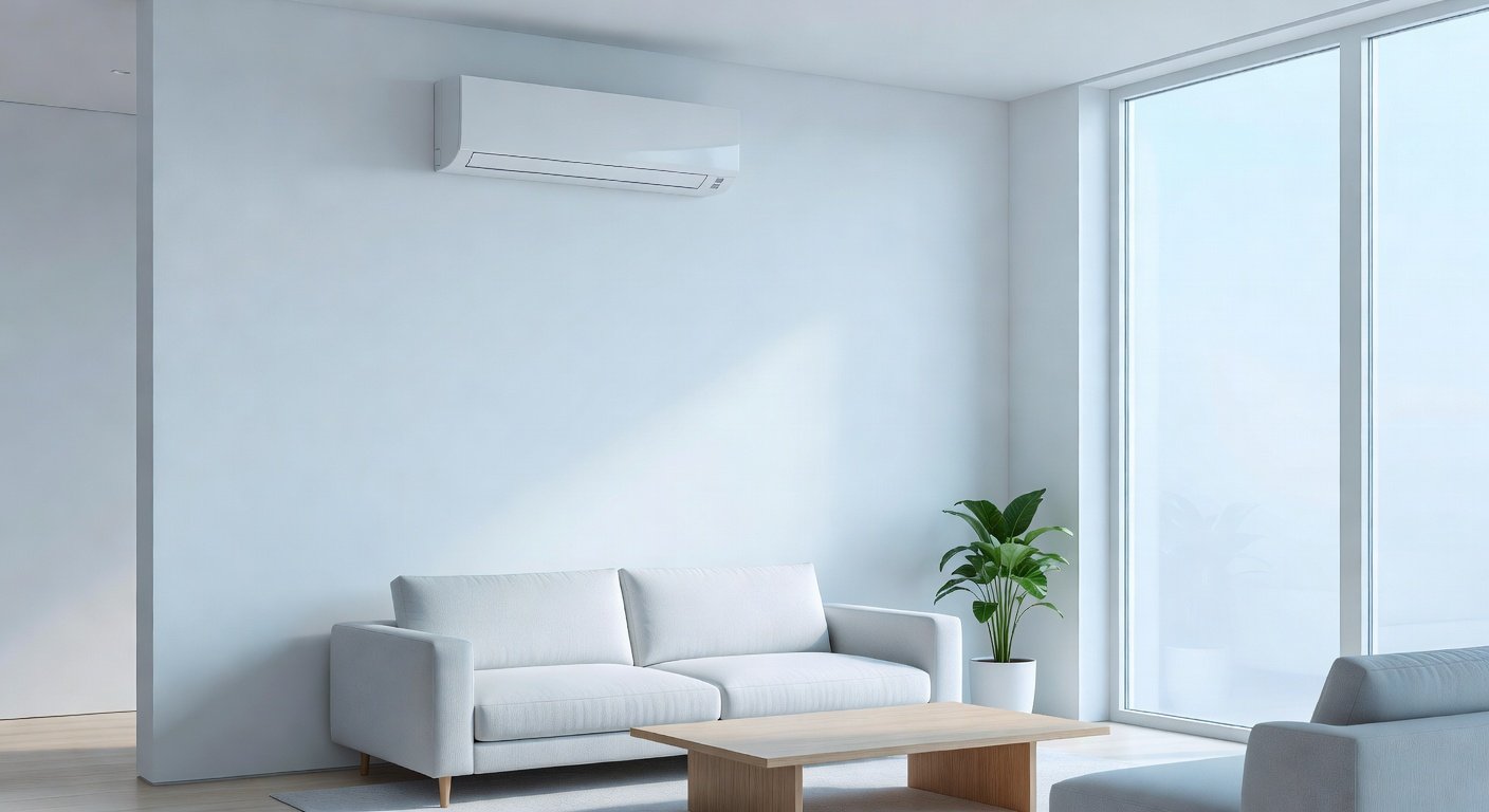 Aire acondicionado moderno en espacio luminoso